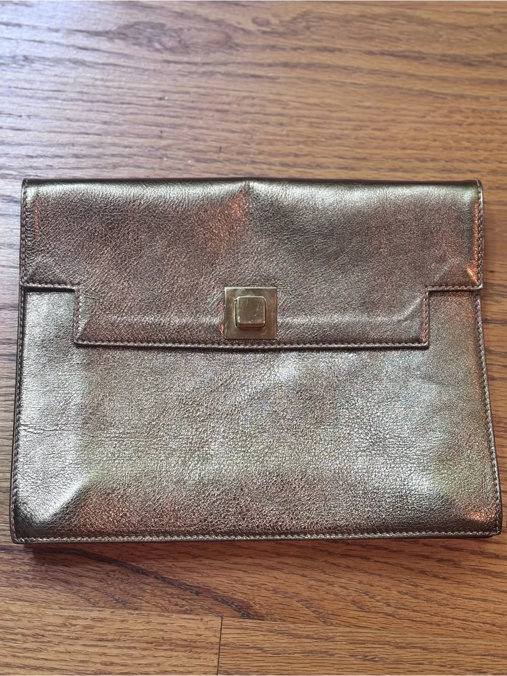 Vintage Furla Metallic Leather Crossbody Clutch Y2K Italian Designer Bag
